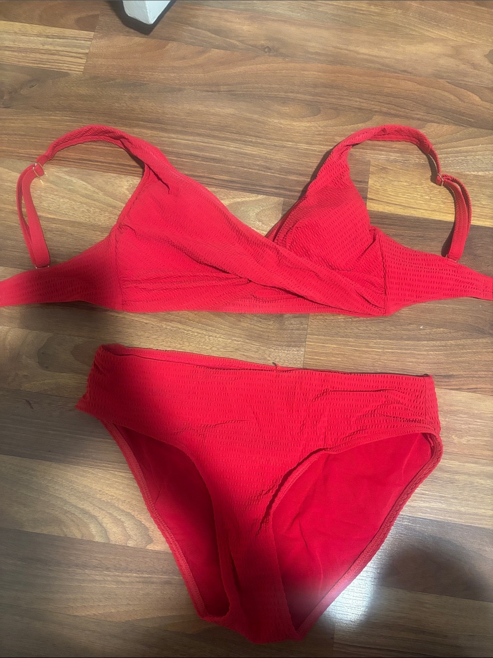 Red Textured Bikini Set - Women Swim Bikini